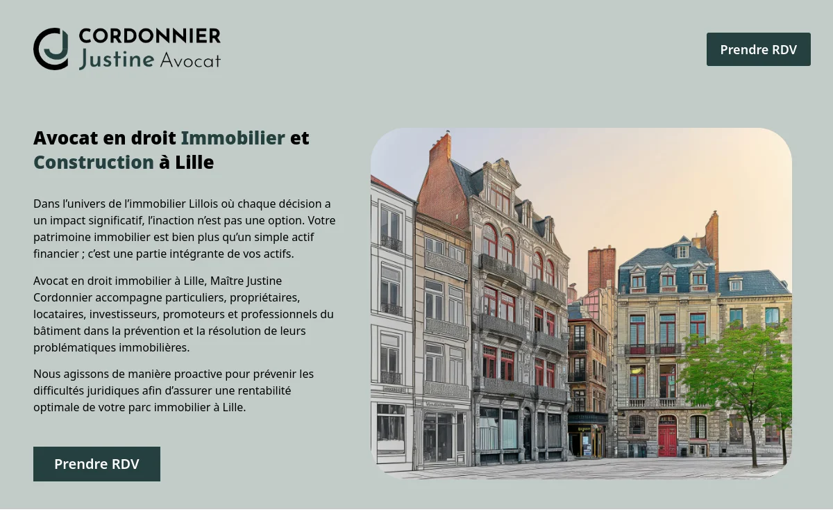 Page d'accueil du site Cordonnier Avocat