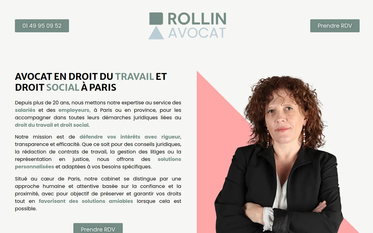 Page d'accueil du site Rollin Avocat