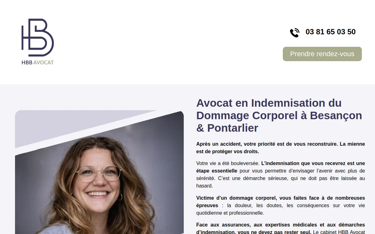 Page d'accueil du site HBB Avocat