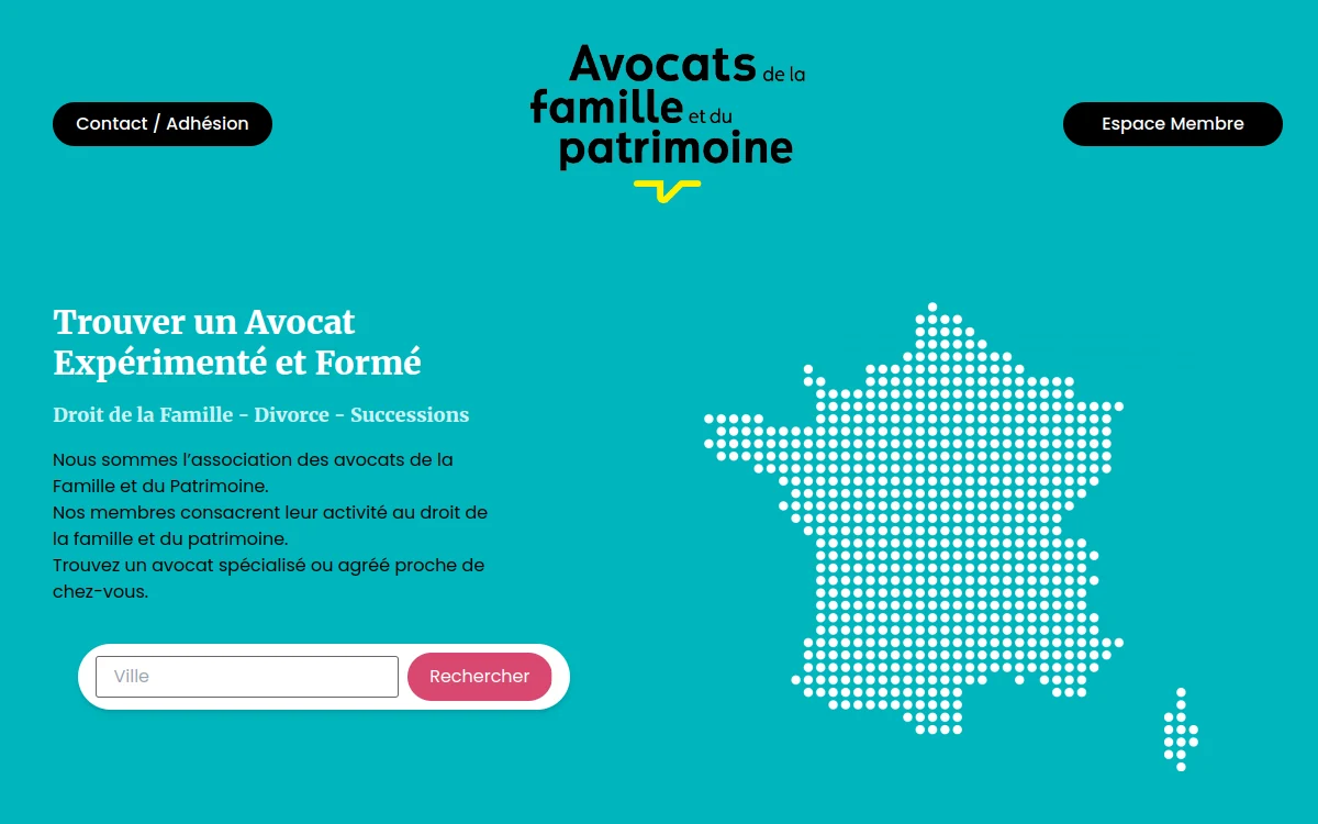 Page d'accueil du site Avocats de la Famille et du Patrimoine