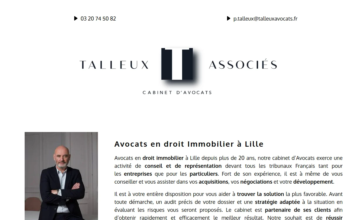 Page d'accueil du site Talleux Avocats