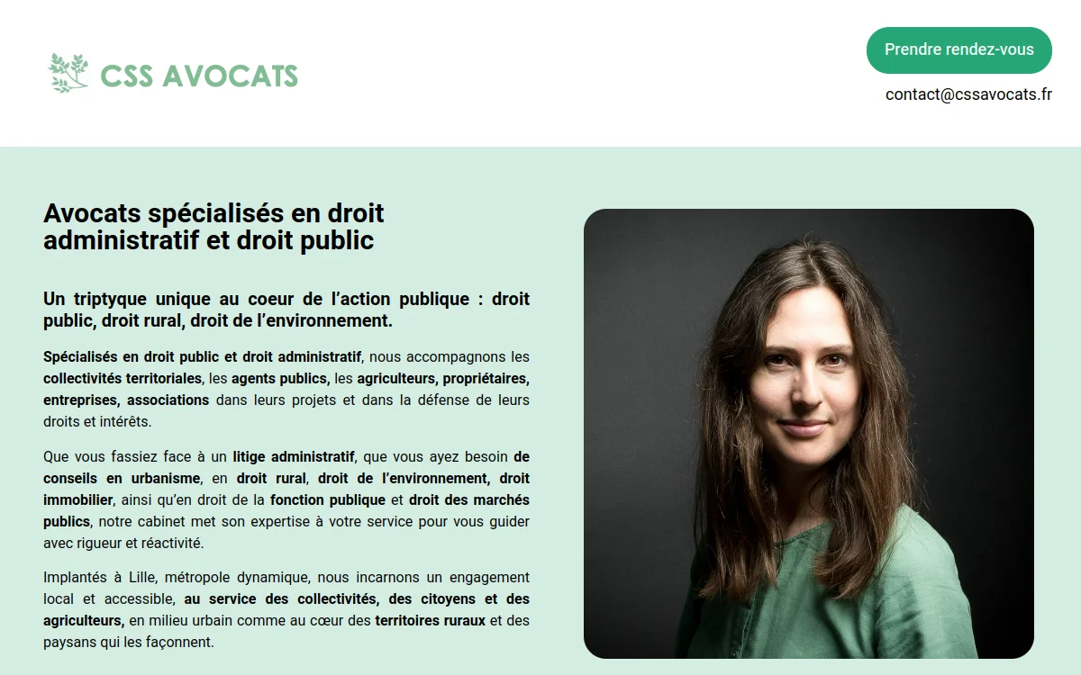 Page d'accueil du site CSS Avocats