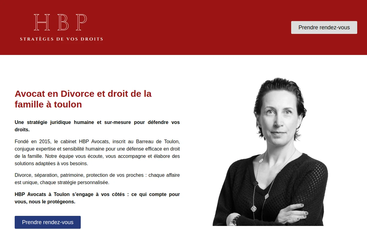Page d'accueil du site HBP Avocats
