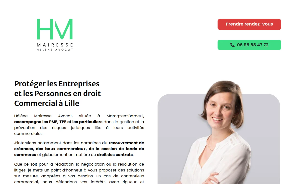 Page d'accueil du site Mairesse Avocat