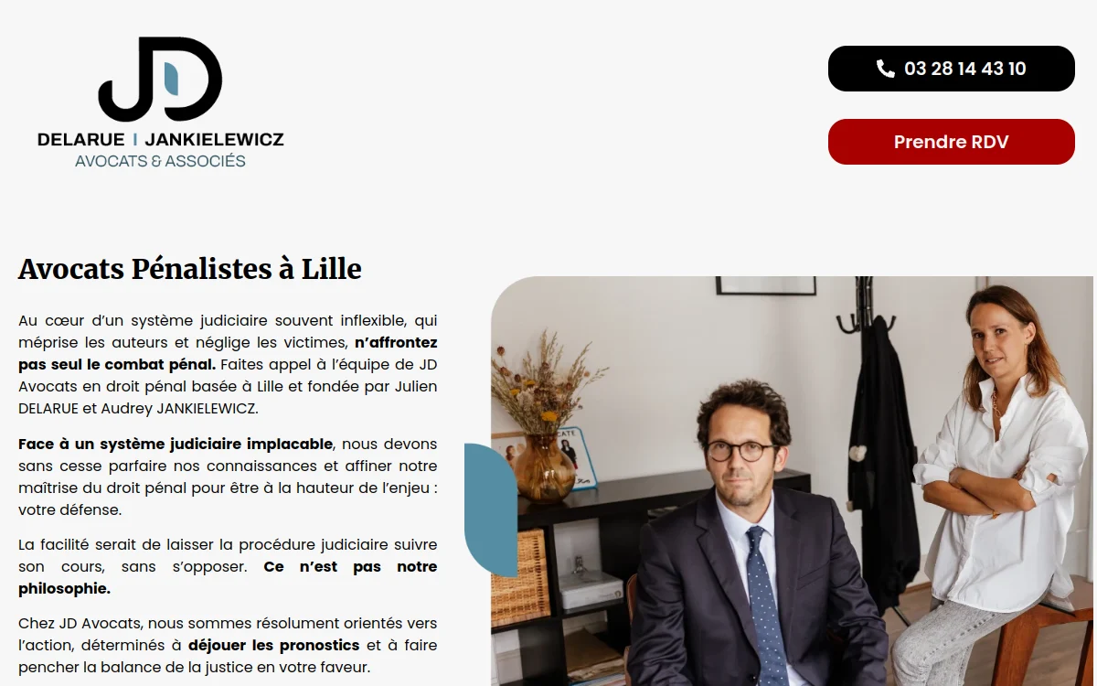 Page d'accueil du site JD Avocats