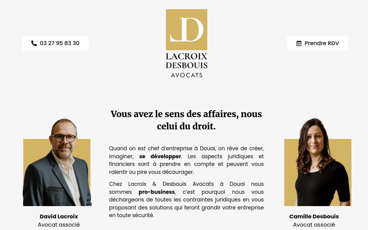 Page d'accueil du site LD Avocats