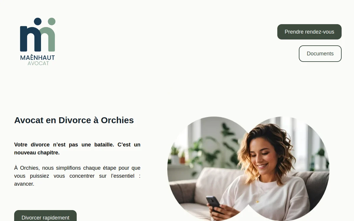 Page d'accueil du site Maënhaut Avocat