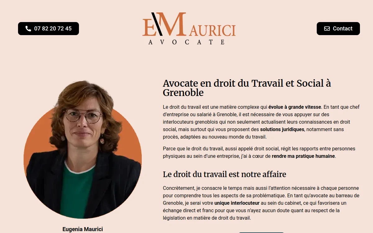 Page d'accueil du site Maurici Avocat