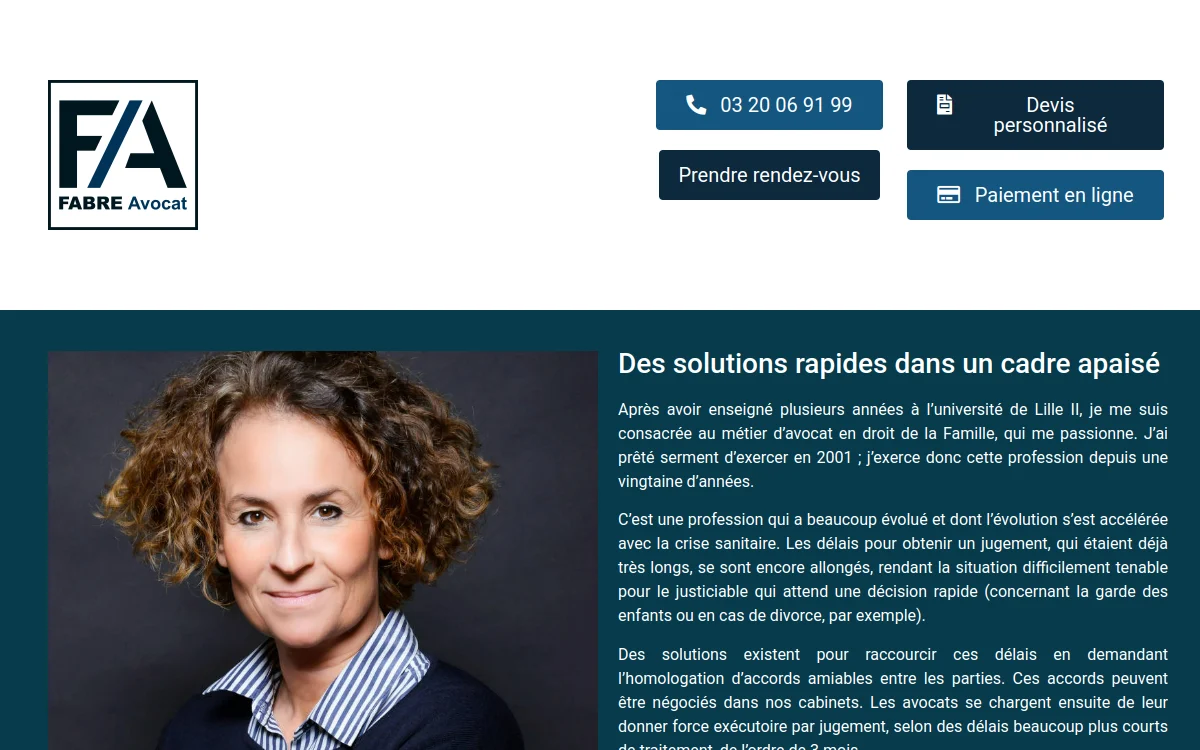 Page d'accueil du site Fabre Avocat